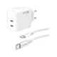 Carregador de Parede Hrebos Premium, 2 entradas USB-C para USB-C, 45W, com Cabo - CRG-503C , Branco