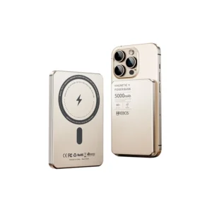 Carregador Portátil Hrebos Power Bank PB-909, 5.000Ah, Entradas USB, Type-C e Carregamento por Indução, 22,5W